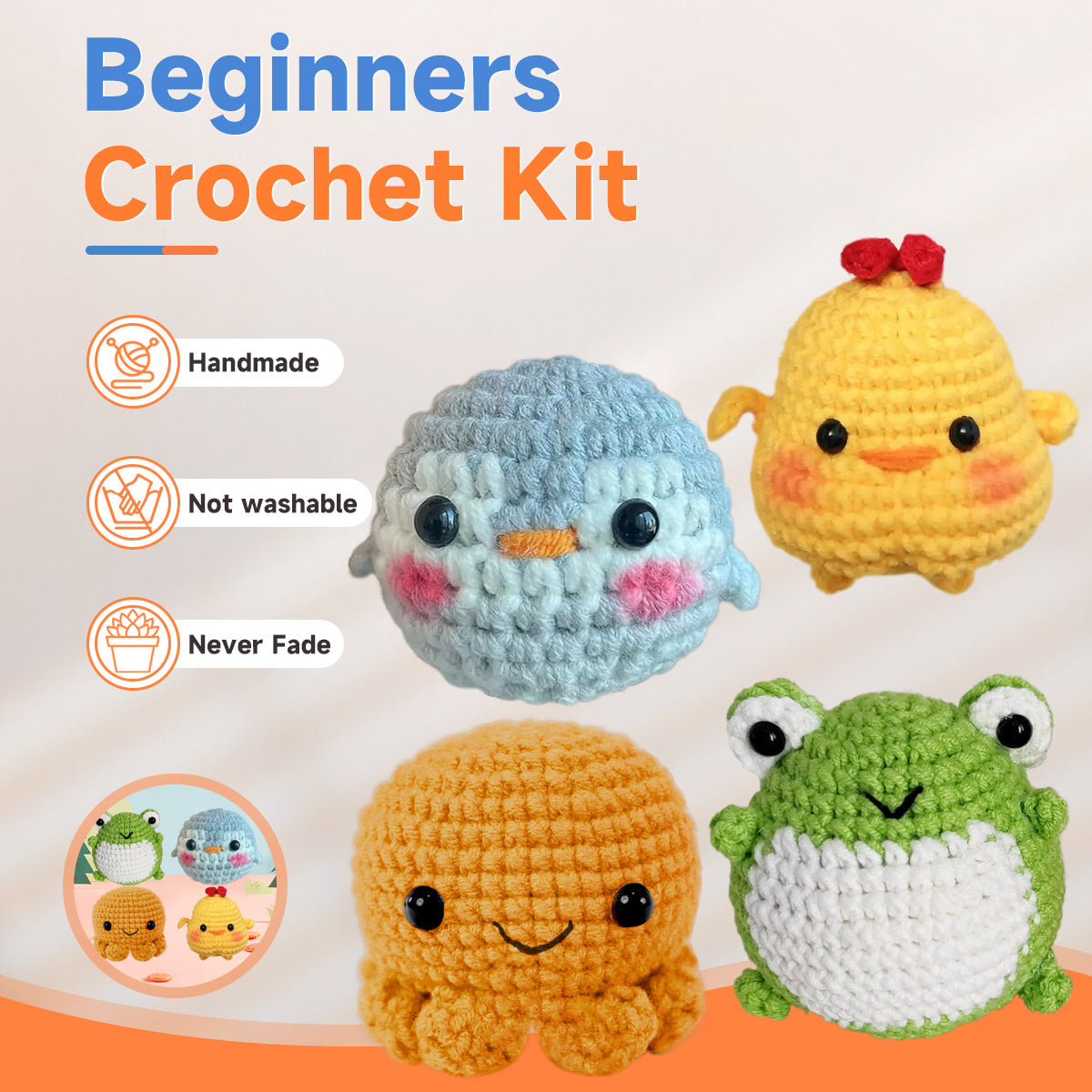 YAMAXIN Crochet Kit for Beginners 2PCS Dinosaur Crochet Starter Kits for  Complete Adult and Kids, Animal Crochet Hooks Kit for Beginners, Crocheting